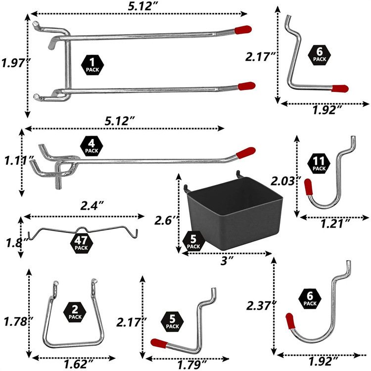 114 Pcs Pegboard Hooks Set Met - Workshop Tools Organizing review and price