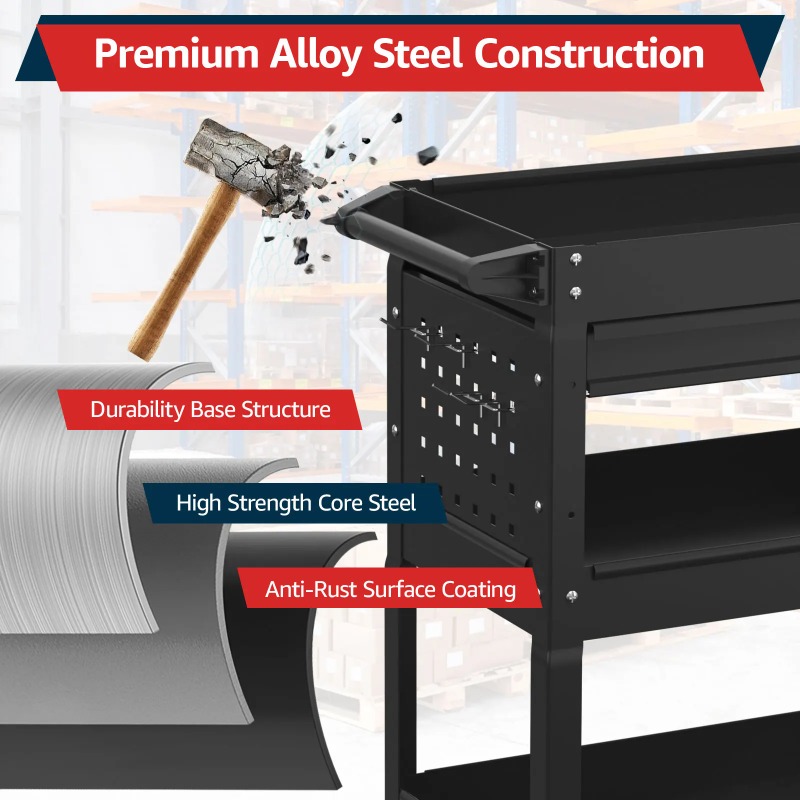 3-Tier Rolling Tool Cart Heavy - Workshop Garage Tools Manufacturer review and price